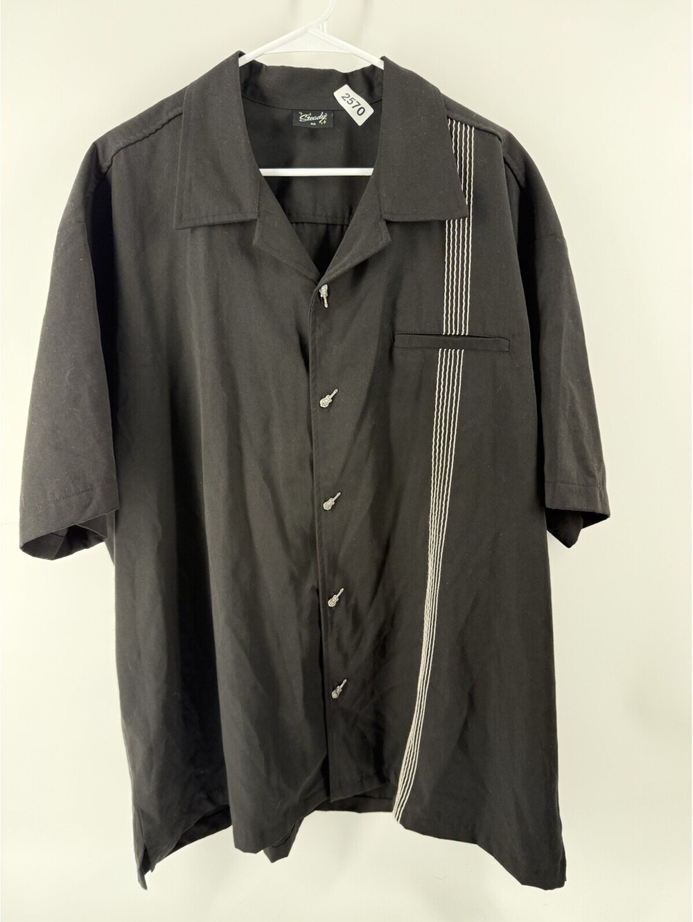 Steady Clothing The Six String Guitar Bowling Black Button Down Shirt 3XL